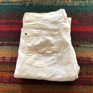 7FAM, white jeans, size 28